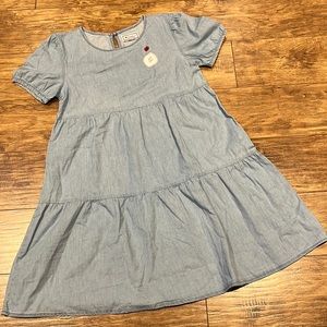 Canadiana denim keyhole back tiered short sleeve dress